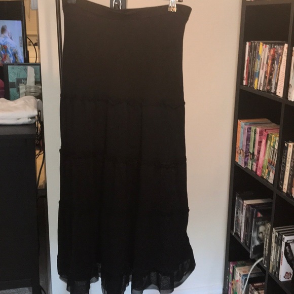 Ann Taylor Loft Black Maxi Ruffle Skirt - Picture 9 of 12